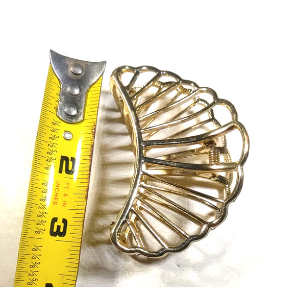 Sea Shell Alligator Clip hair Barrette Gold Tone - Picture 6 of 7